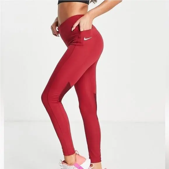Women`s Dri-fit Run Division Fast Leggings in Berry Red - Size Small by Nike