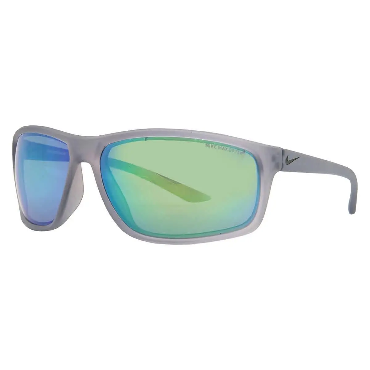 Nike Green Mirror Wrap Men`s Sunglasses Nike Adrenaline M EV1113 013 66 - Grey, Frame: Grey, Lens: Green
