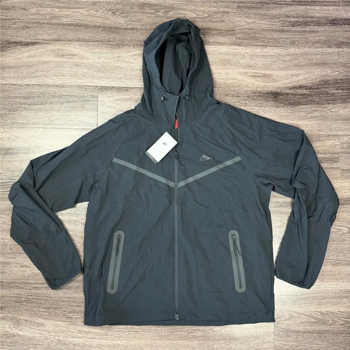 Tech Men`s LT Woven Full-zip Hooded Jacket Black HM7151-010 Large Tall by Nike