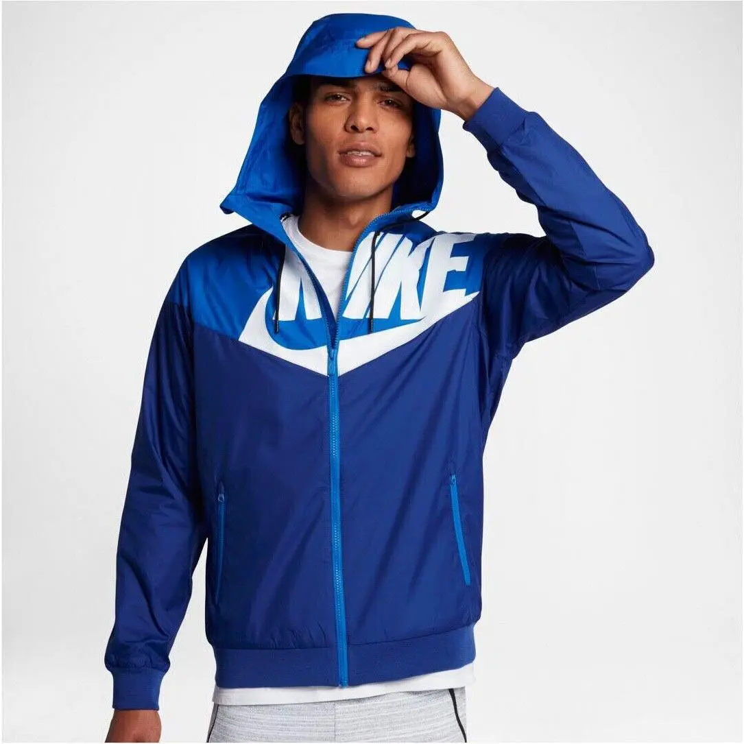 GX1 Windrunner Mens Windbreaker L Blue White Jacket Full Zip Hoodie 902351 by Nike