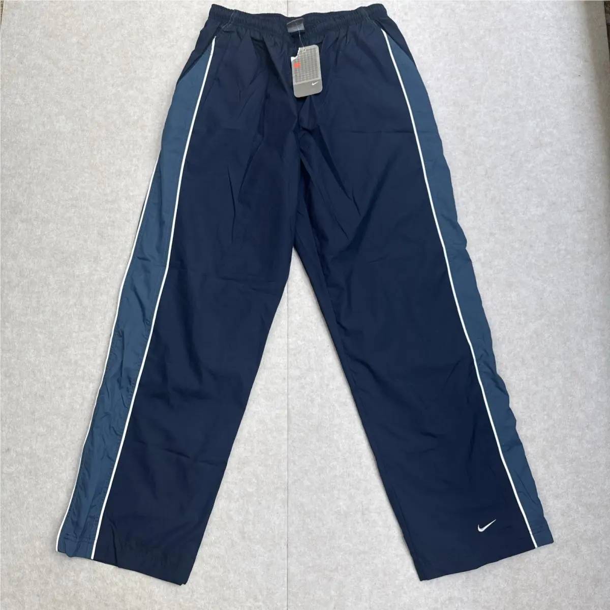Vtg Y2K Silver Tag Nike Baggy Track Pants Windbreaker Swoosh Blue Medium