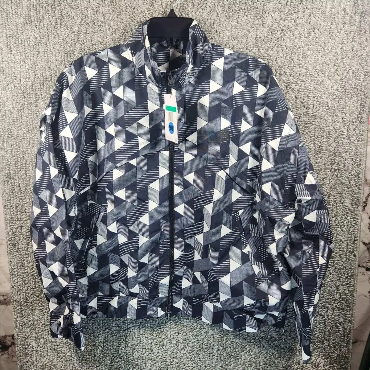 Tennis Jacket Navy White Geometric Print Windbreaker Womens XL by Nike