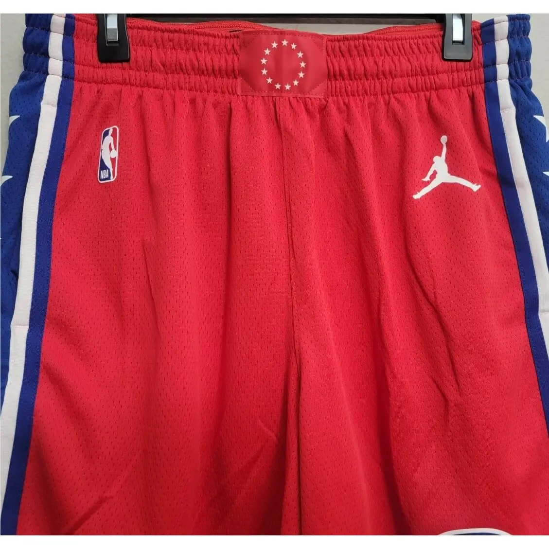 Nike clothing - Nike Jordan Philadelphia 76ers Statement Basketball Shorts - CV9573-657 - Red (UPC: 194495625609) 0