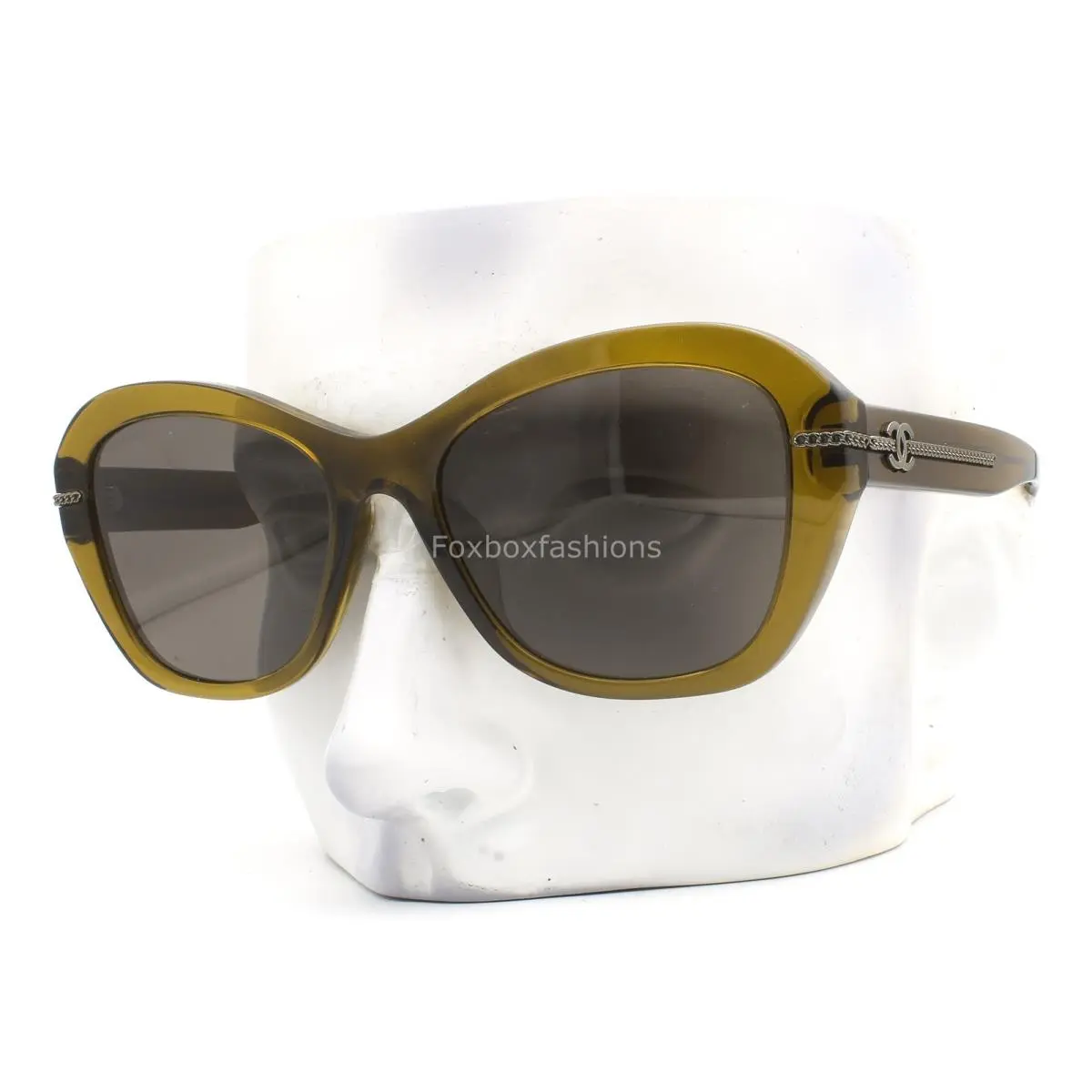 Sunglasses ch5510A 1742/3 Crystal Khaki Olive Green Gunmetal CC W/case by Chanel