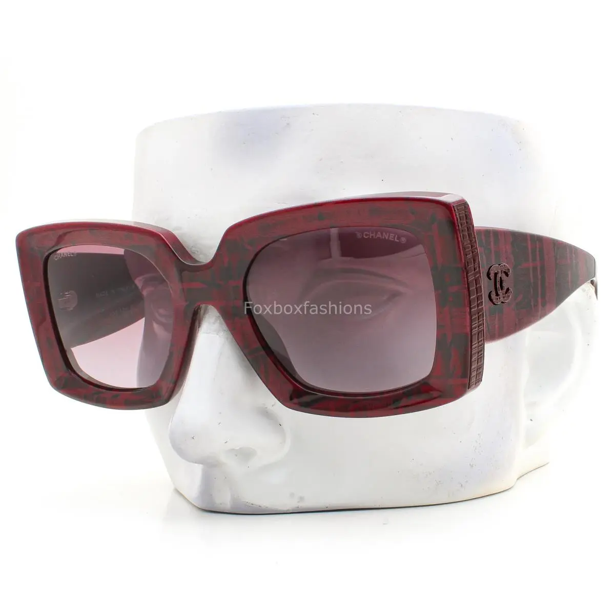 Sunglasses Polished Dark Red Black Tweed ch5435A 1665/S1 with Case by Chanel