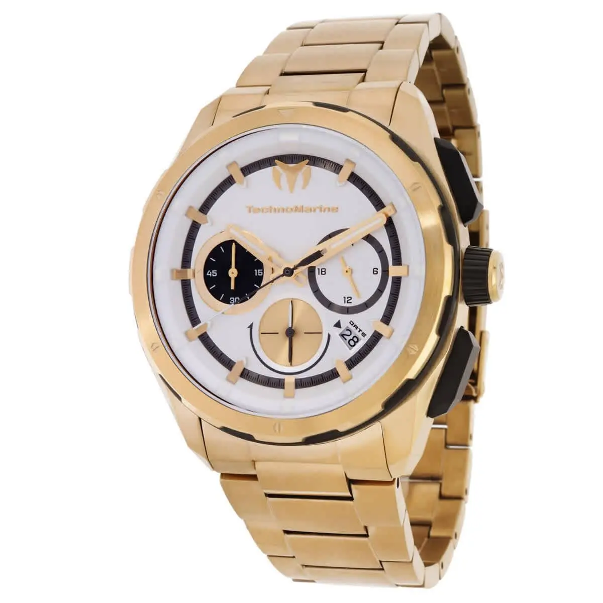 Technomarine TM-318093 Ocean Silver-tone Dial 43 mm Men`s Watch - Gold-tone, Dial: Silver-tone, Band: Gold-tone