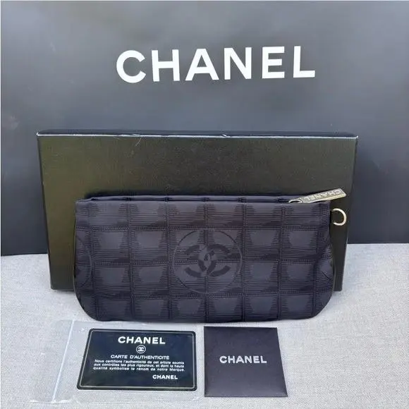 Black Nylon Sport Line Clutch Pouch Wallet by Chanel