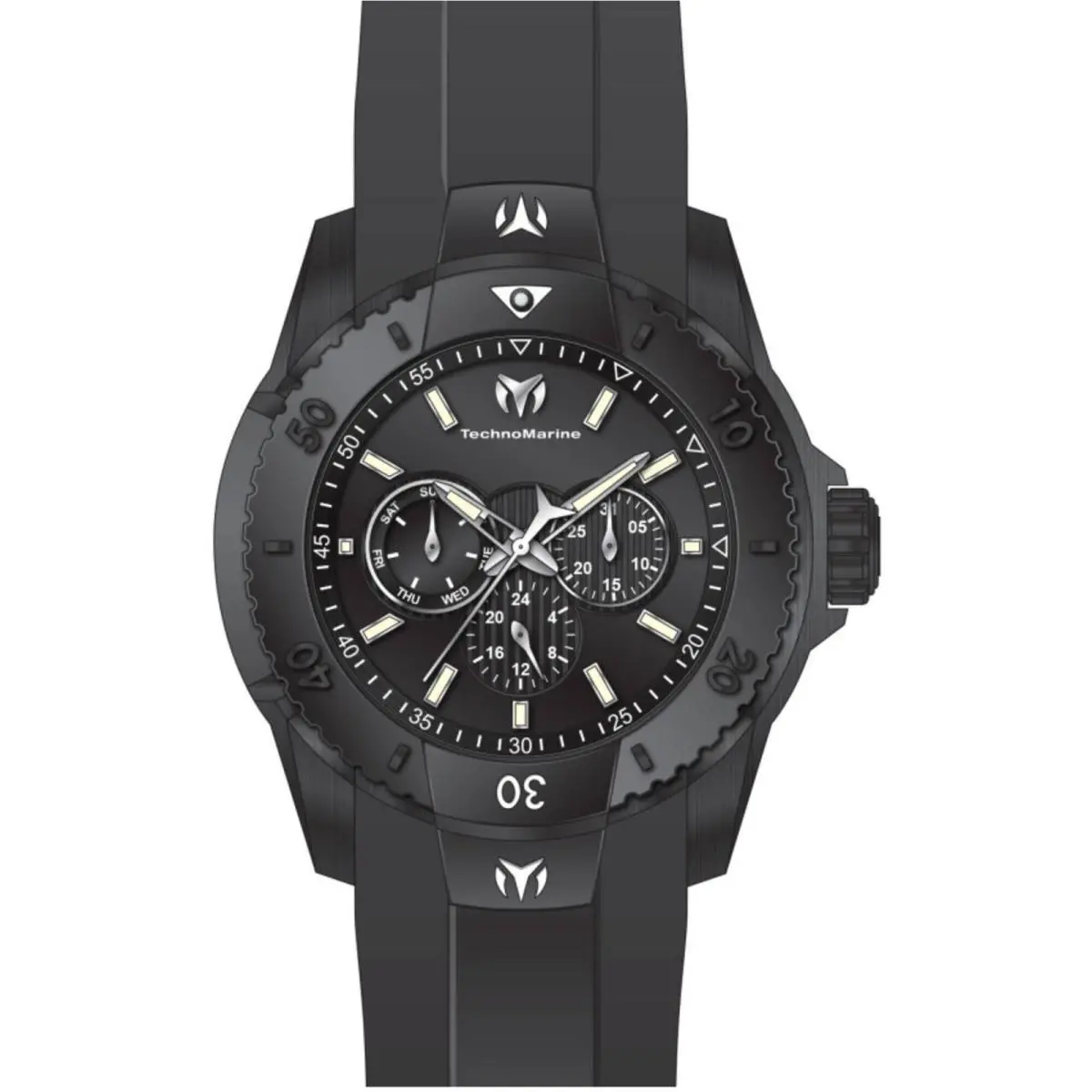 Technomarine Men`s Watch UF6 Quartz Black Dial Silicone Strap Day-date TM-625001