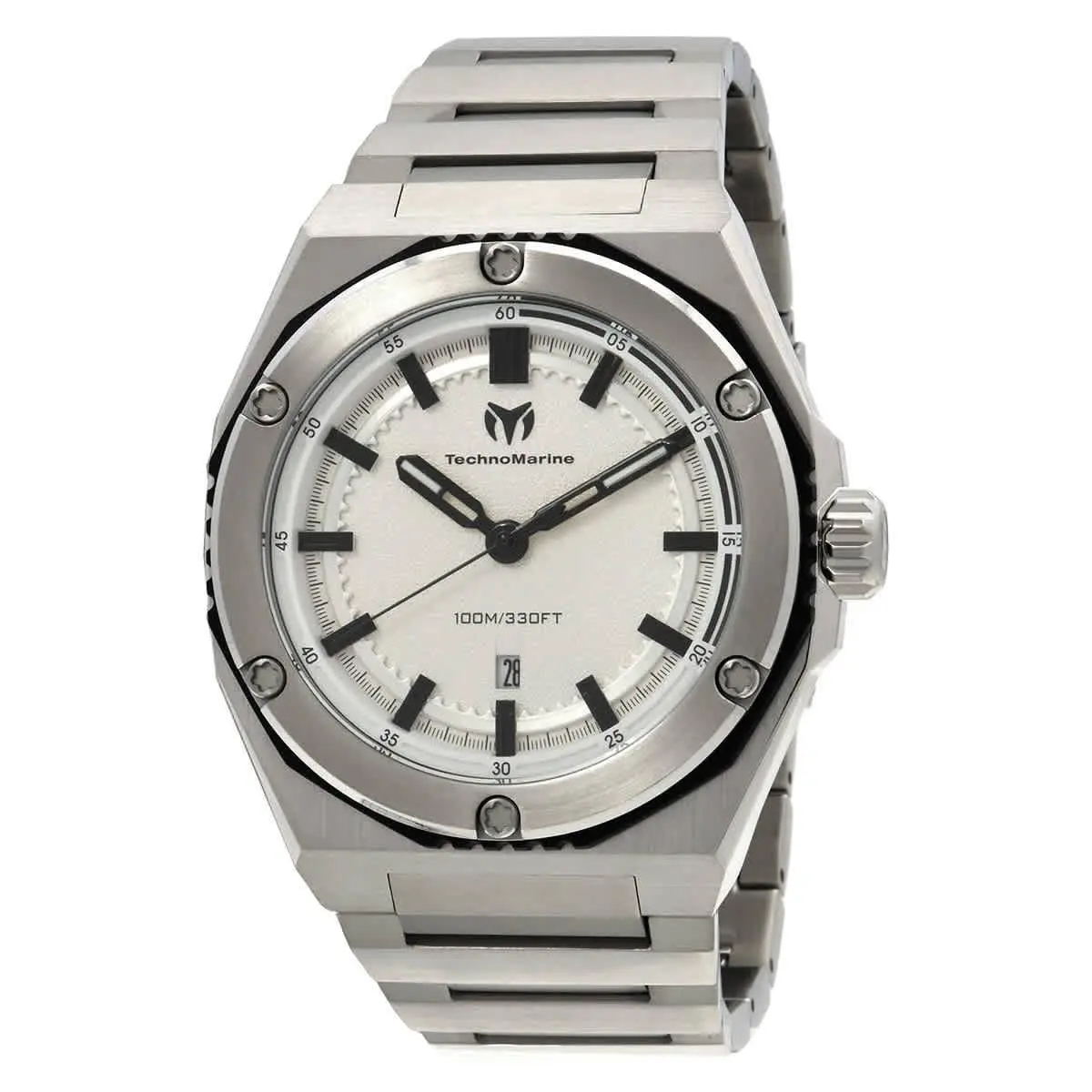 Technomarine TM-416060 Coral Silver-tone Dial 45 mm Men`s Watch - Silver-tone, Dial: Silver-tone, Band: Silver-tone