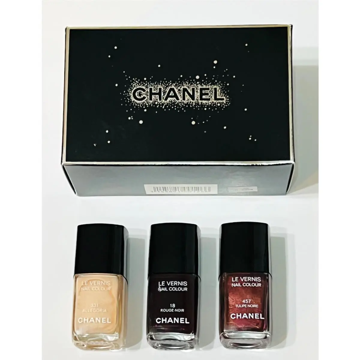 Chanel Allegoria/tulipe Noir/rouge Exclusive Nail Colour Trio and Beaute Case
