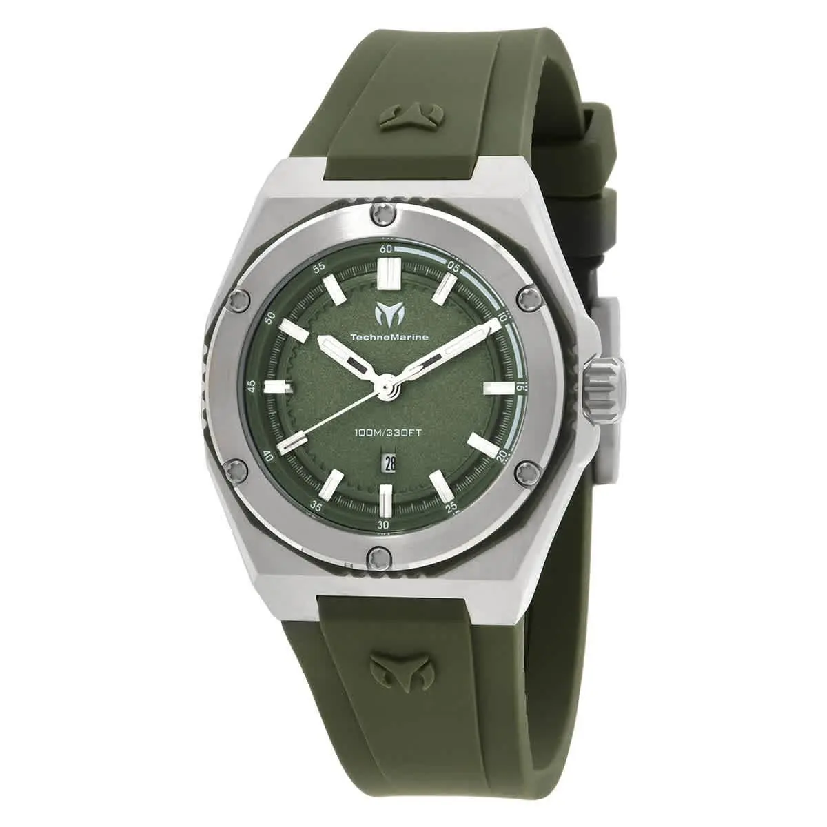 Technomarine TM-416054 Coral Olive Green Dial 36 mm Unisex Watch - Olive Green, Dial: Olive Green, Band: Olive Green
