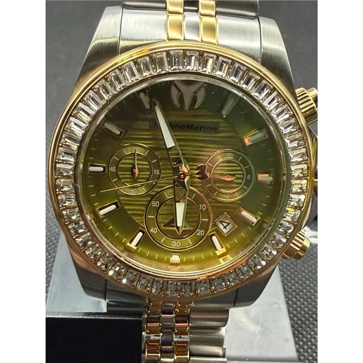 Technomarine Men`s Watch Manta Ray Icedchronograph Green Dial Bracelet TM-225016 by TechnoMarine