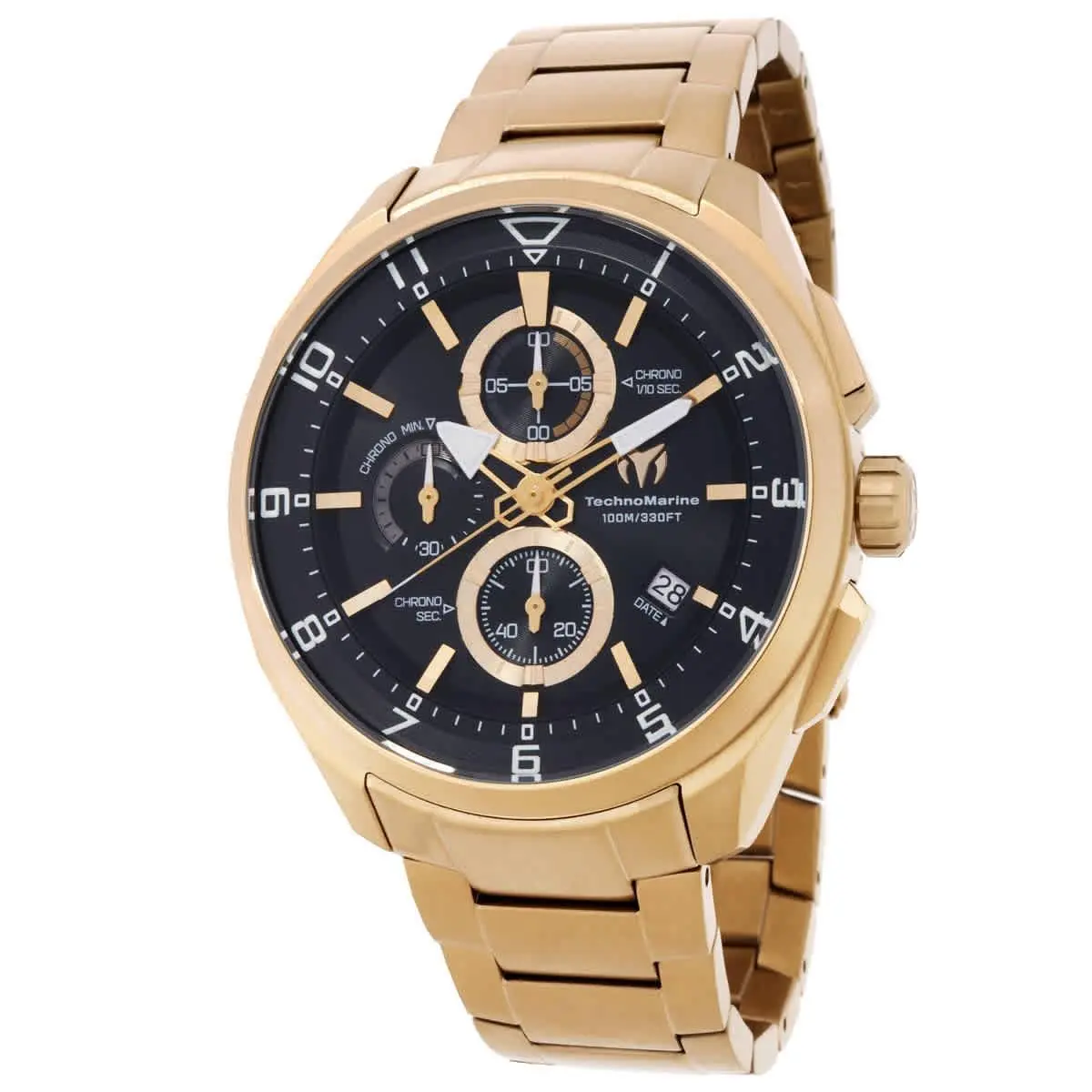 Technomarine TM-318120 Ocean Black Dial 44 mm Men`s Watch - Gold-tone, Dial: Black, Band: Gold-tone