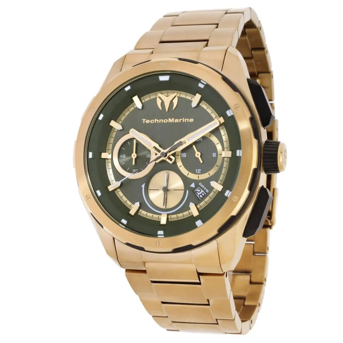 Technomarine TM-318095 Ocean Olive Green Dial 43 mm Men`s Watch - Gold-tone, Dial: Olive Green, Band: Gold-tone