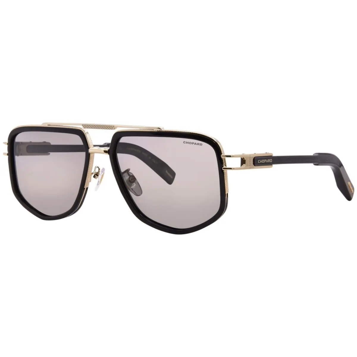 SCHM12V 700P Sunglasses Men`s Black/gold/polarized Grey 59mm by Chopard
