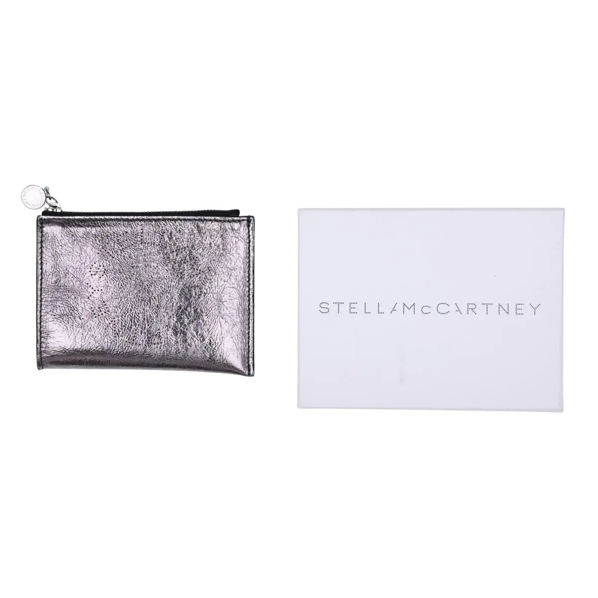 Stella Mccartney 296975 Eco Perforated Small Key Pouch Pewter by Stella McCartney