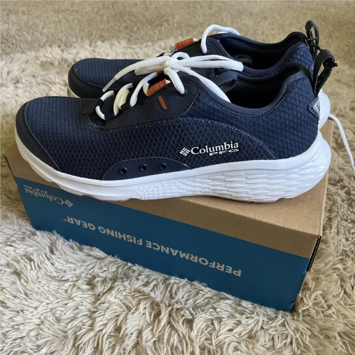 Columbia 2063101-466 Men Castback Pfg Omni Max Navy Blue Water Shoe Size 9.5