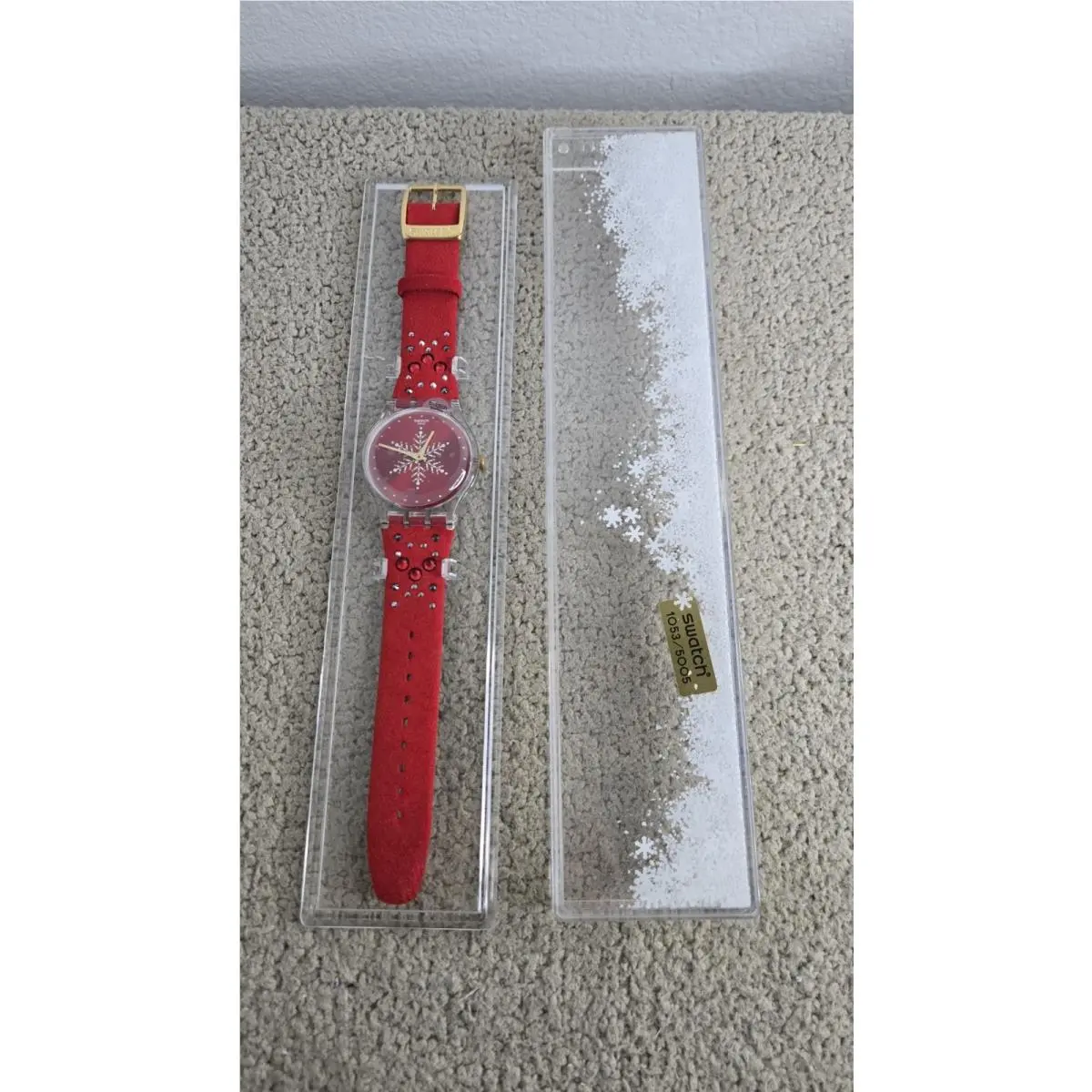 Swatch Suoz287s Xmas Special Gent Numbered 1053 Of 5005 Red Leather Watch