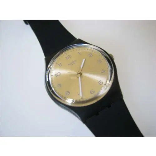 Silver Friend Too Swatch with Glow Hands Black Silicone Strap-nib
