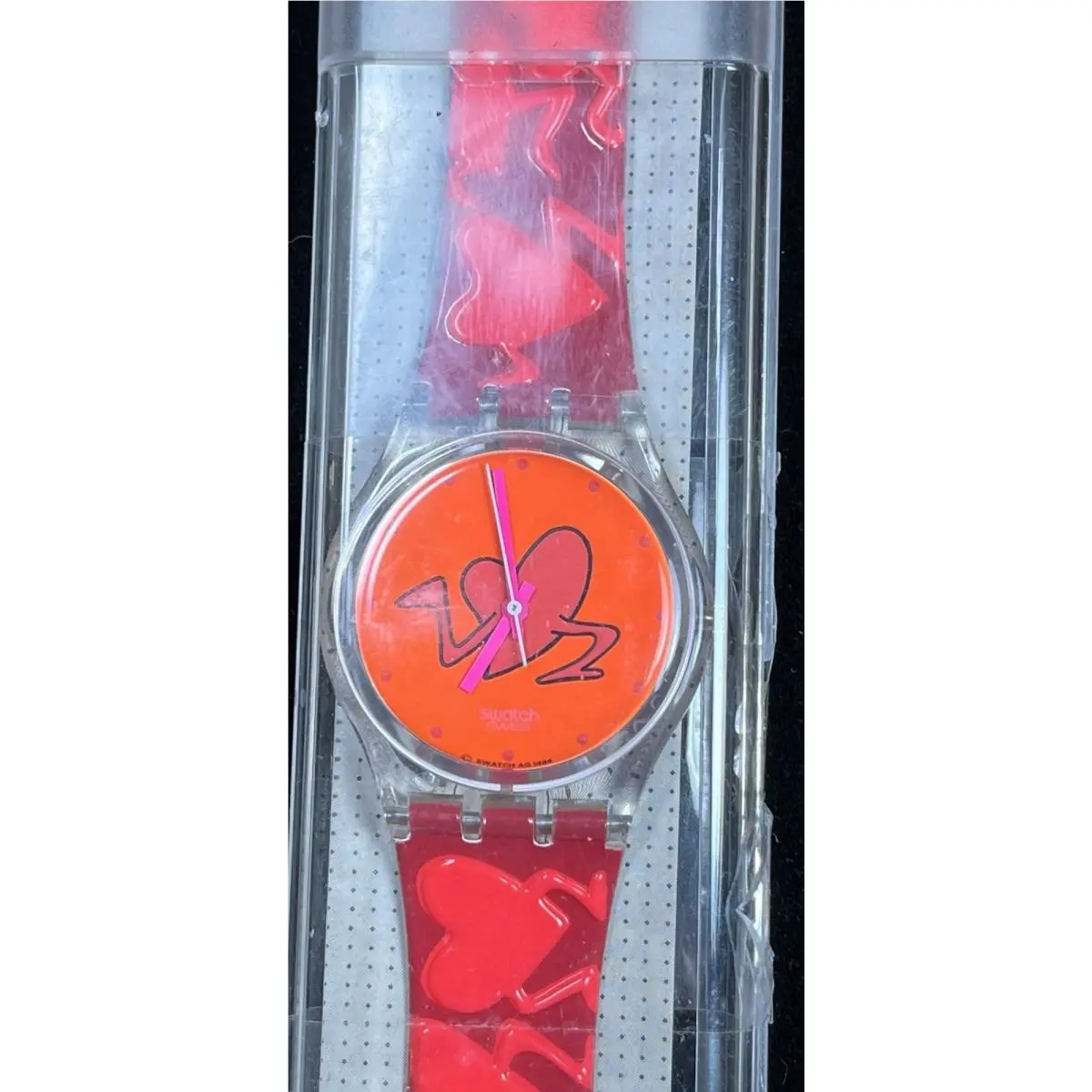 Vintage 1997 “pounding Hearts” Swatch Watch Needs Battery In Box