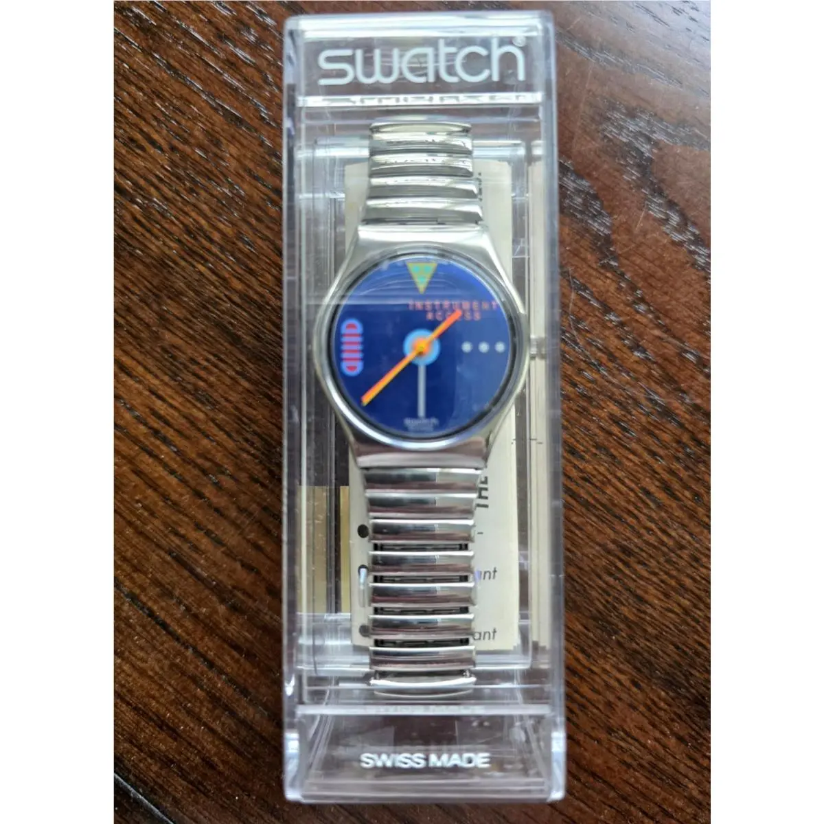 Swatch Stoplight GY403 Watch 1990 Nos Metal Flex Band Box Swiss Made Vtg