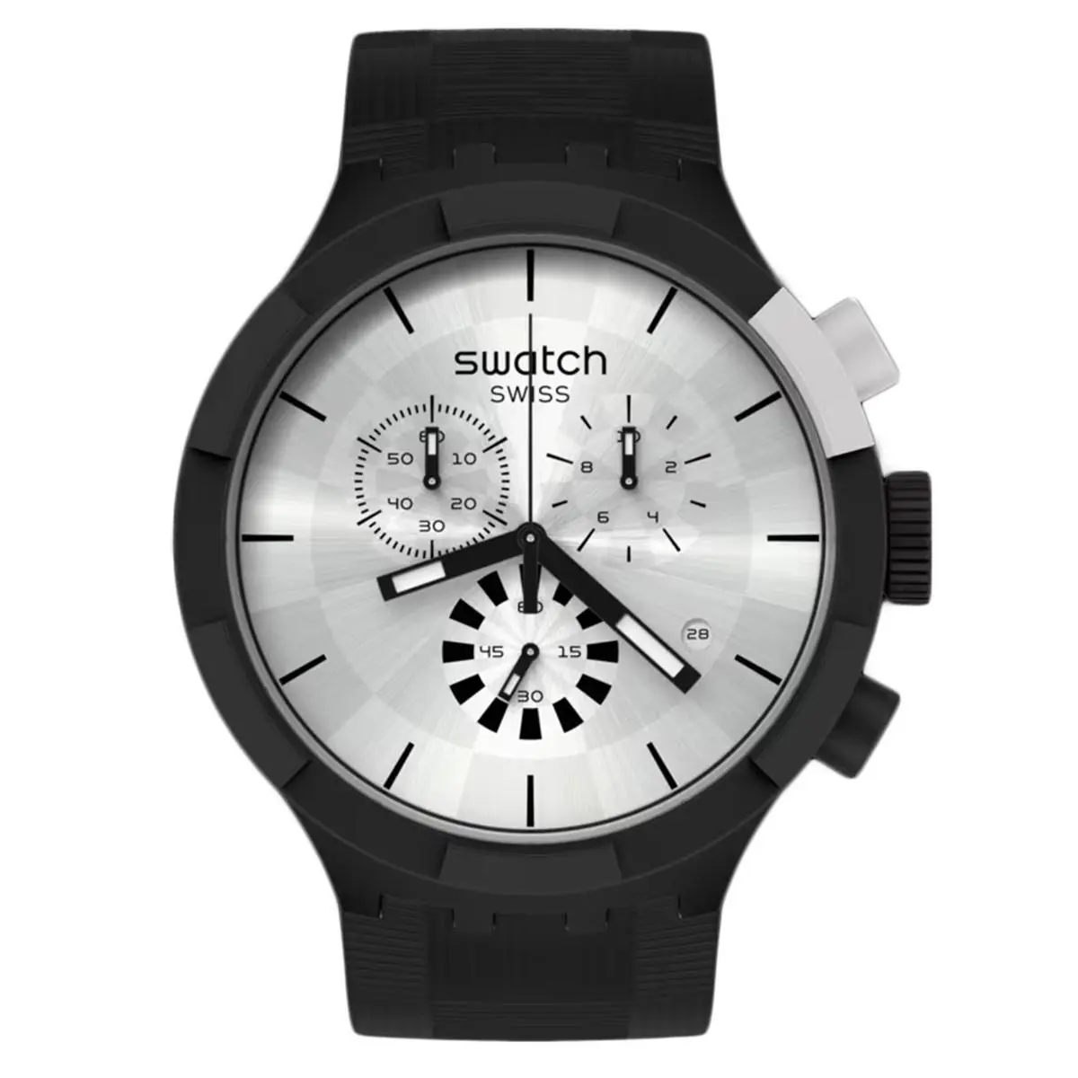 Swatch Men`s Chequered Silver Dial Watch - SB02B404