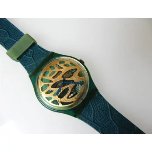 Blue Leaves Stunning Blue Gold See Thru Swatch Mib-rare