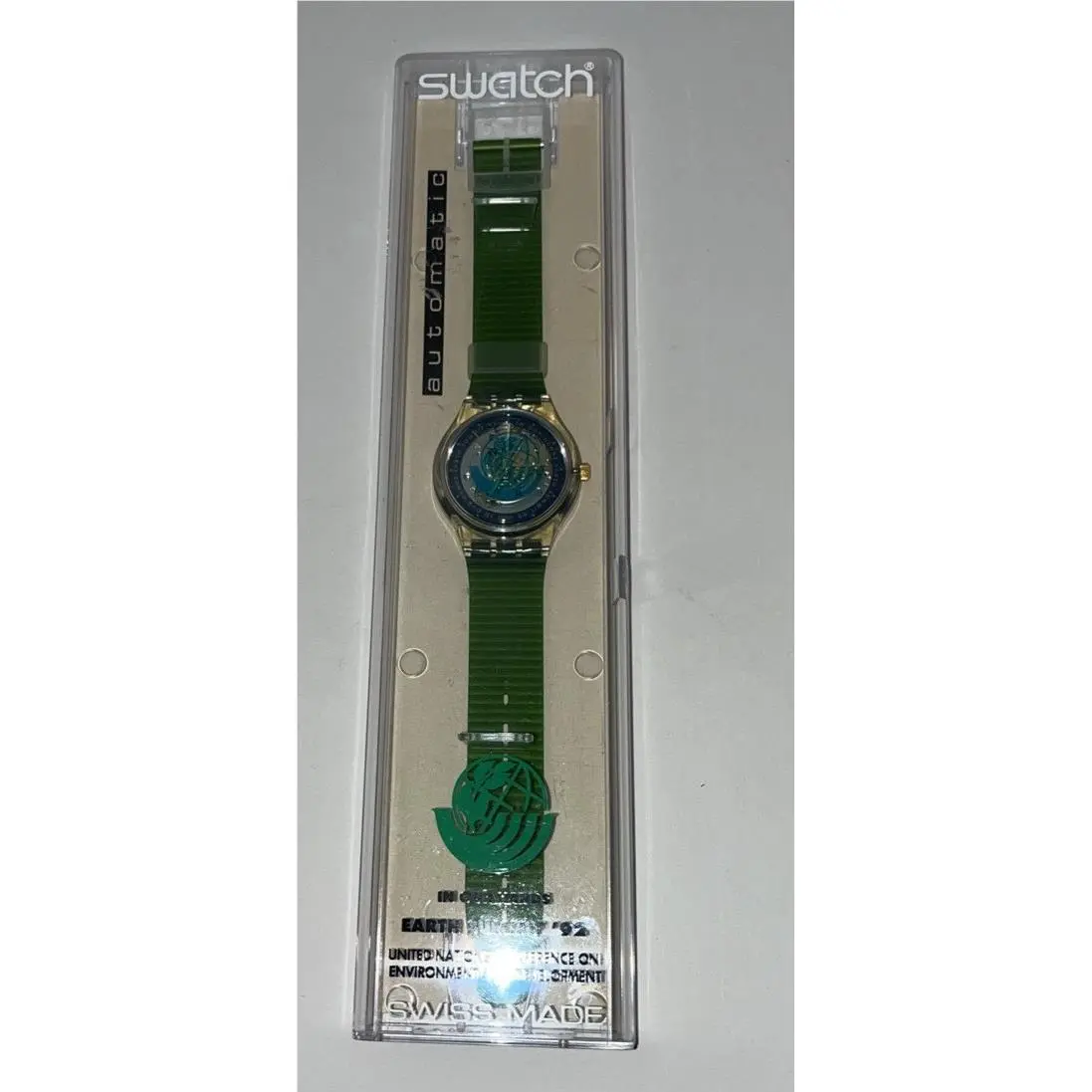 Swatch Automatic Earth Summit ‘92 Never Opened Runs Great 23 Jewels Swiss