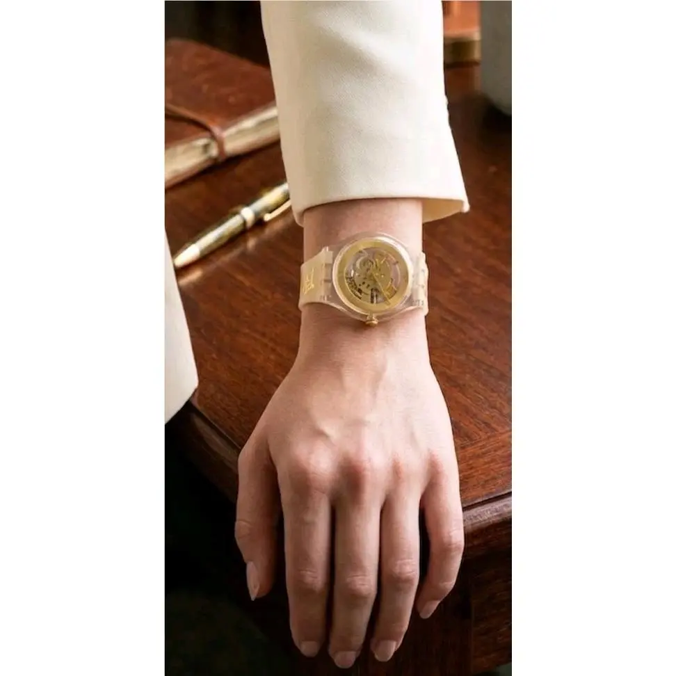 Swatch Golden Jelly GZ115 1990 Club Special Skeleton Watch Deadstock Unopen