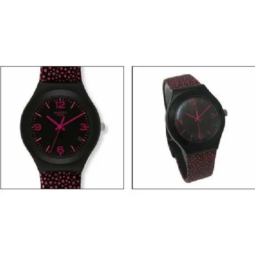 Pink Drops Swatch Irony Big w Raised Textured Pink Dots on Leather Band-nib