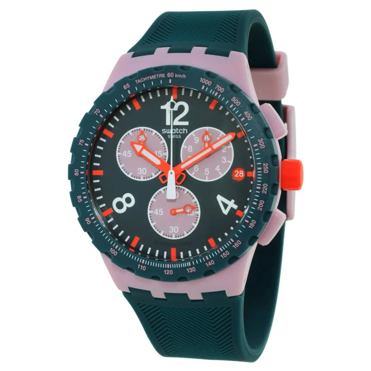 Swatch Moment Of Rose Chronograph Quartz Green Dial Watch SUSP400