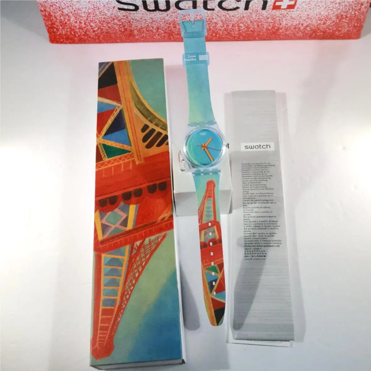 Swiss Swatch X Centre Pompidou Eiffel Tower BY Robert Delaunay GZ357 34MM