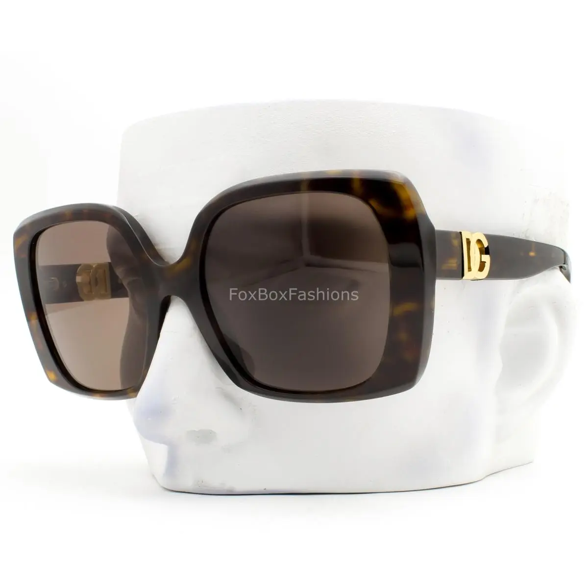Dolce Gabbana Sunglasses Polished Brown Havana Gold Logo DG4475 502/73 with Case by Dolce & Gabbana