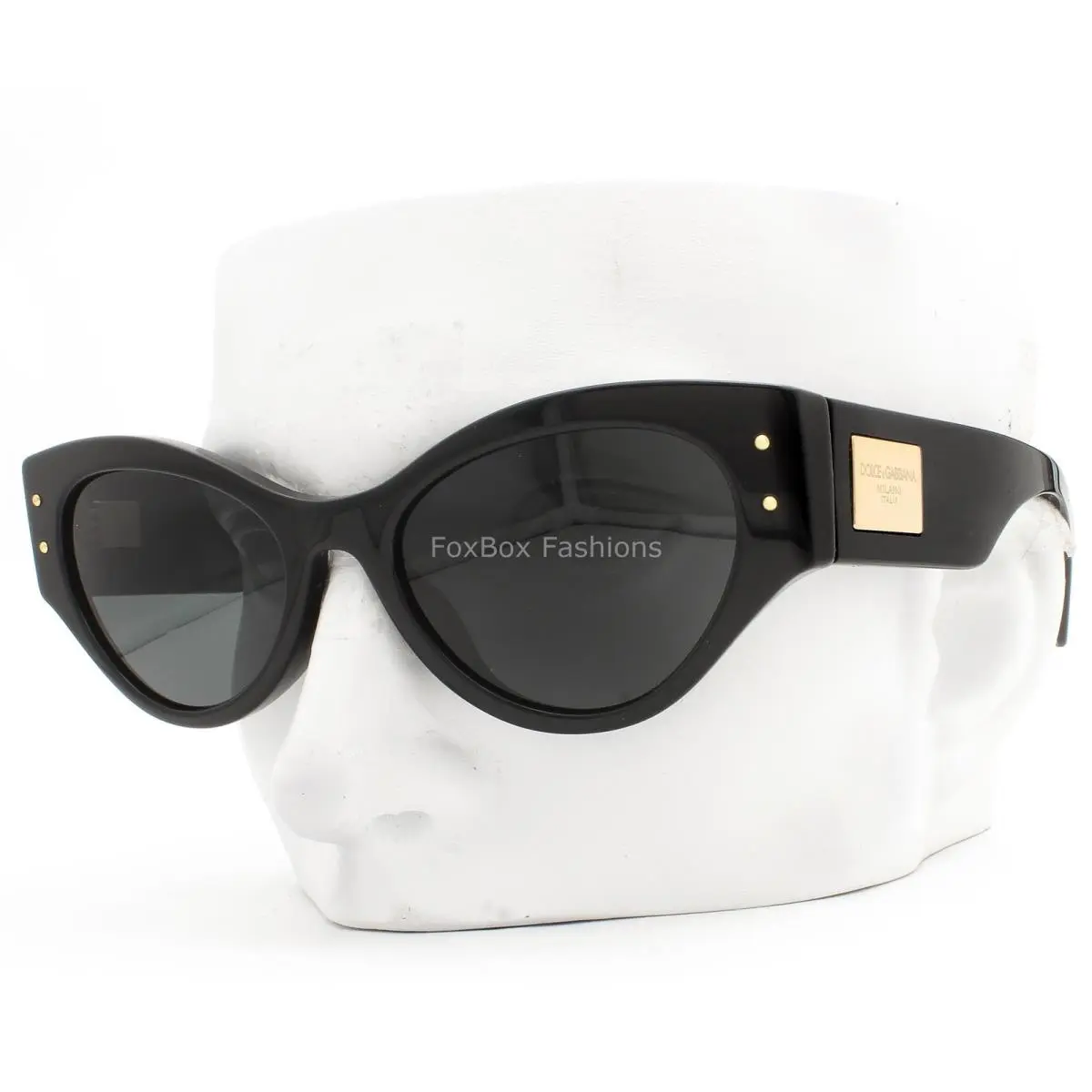 Dolce Gabbana Sunglasses Polished Black Gold Logo DG 4480-F 501/87 with Case by Dolce & Gabbana