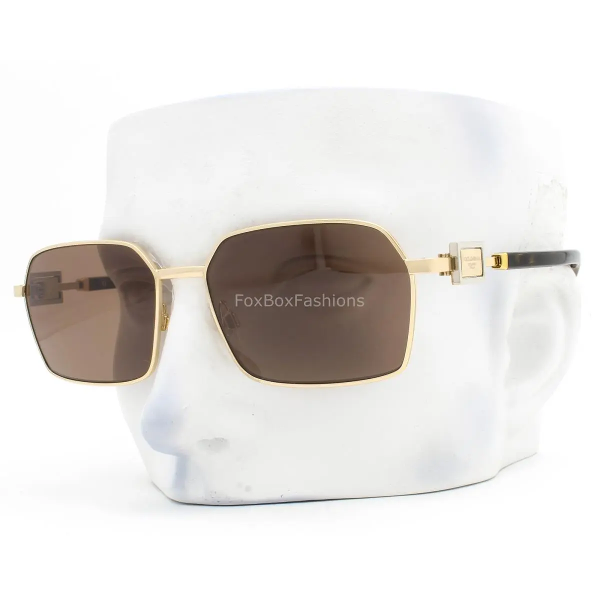 Dolce Gabbana Sunglasses Shiny Gold Plaque Brown DG 2316 02/73 with Case by Dolce & Gabbana