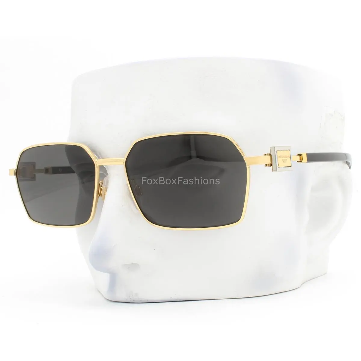 Dolce Gabbana Sunglasses DG 2316 02/87 Shiny Black Gold Plaque Gray with Case by Dolce & Gabbana