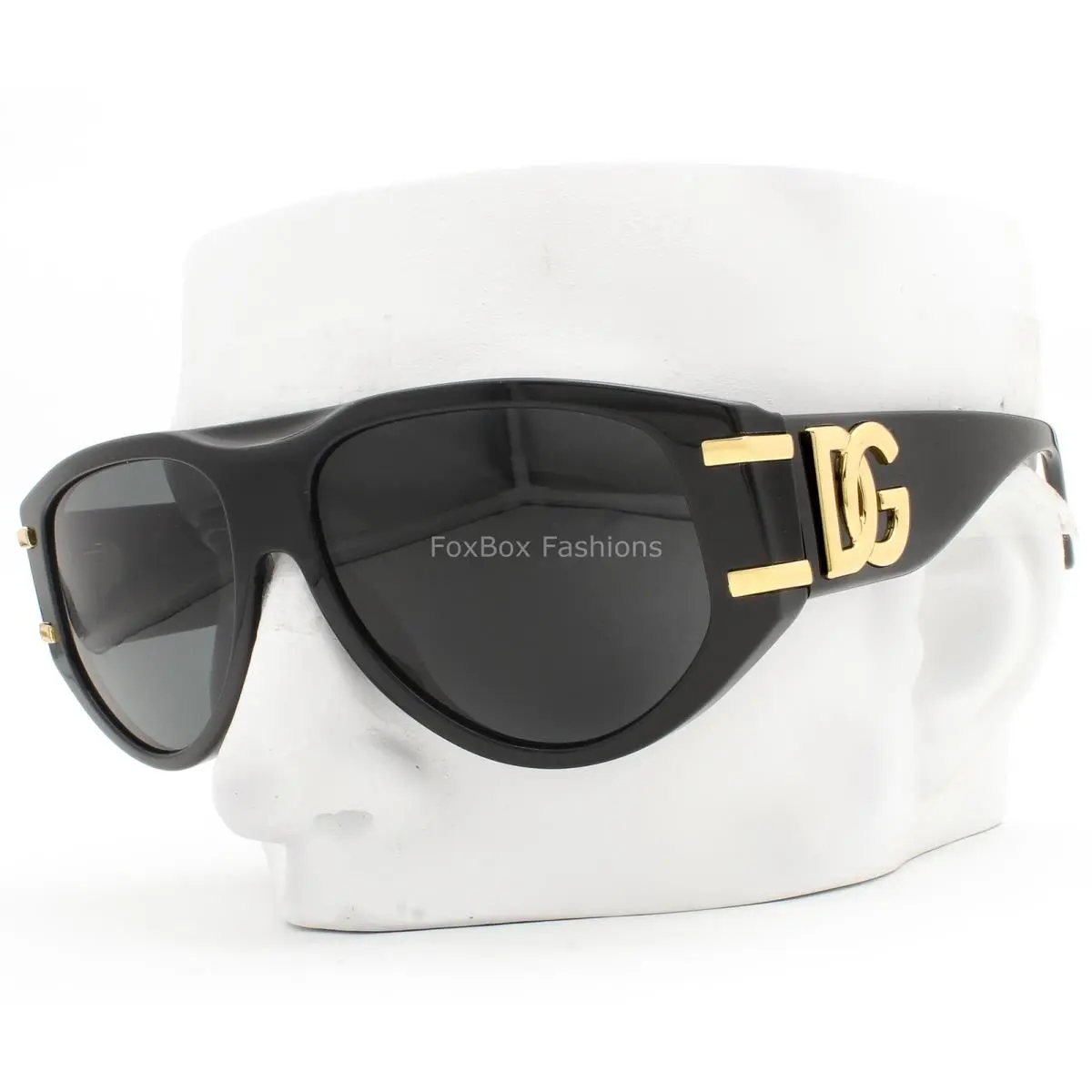 Dolce Gabbana Sunglasses Polished Black Gold DG Logo DG 4499 501/87 with Case by Dolce & Gabbana