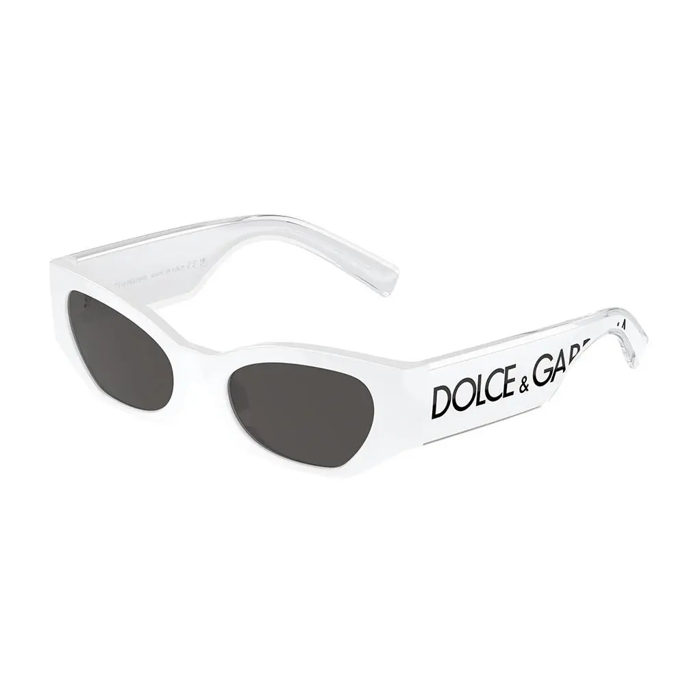 Dolce Gabbana DX 6003 331287 White Plastic Cat-eye Sunglasses Grey Lens by Dolce & Gabbana