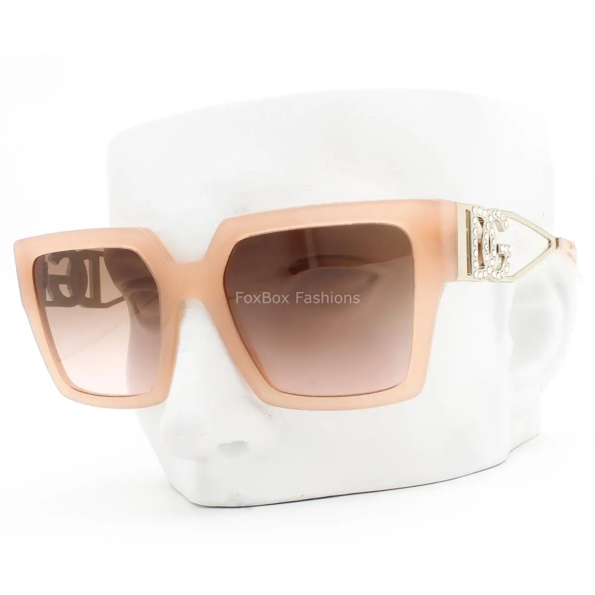 Dolce Gabbana Sunglasses Milky Opal Rose Silver Logo DG4446B 3436/11 W/case by Dolce & Gabbana