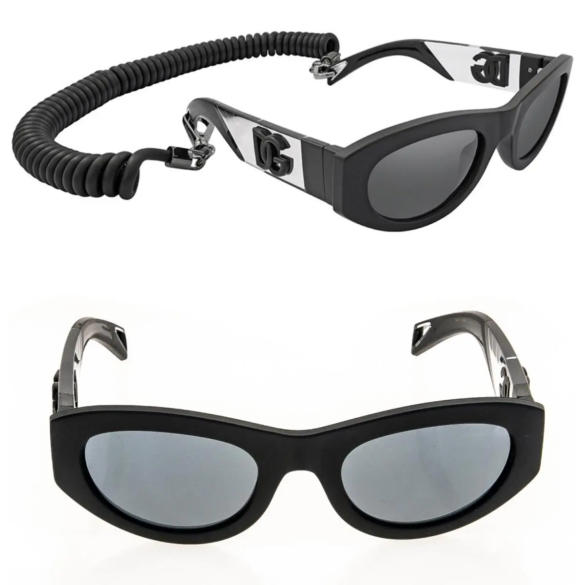 Dolce Gabbana Rubber Black Crystal Mirrored String Strap DG6174 Sunglass 6174 by Dolce & Gabbana