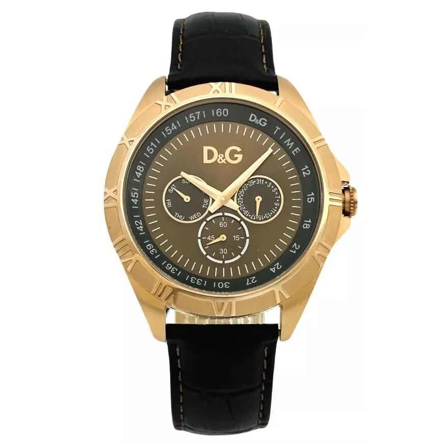 D G Dolce Gabbana Men`s DW0835 Chamonix Rose Gold Brown Dial Brown Strap Watch by Dolce & Gabbana