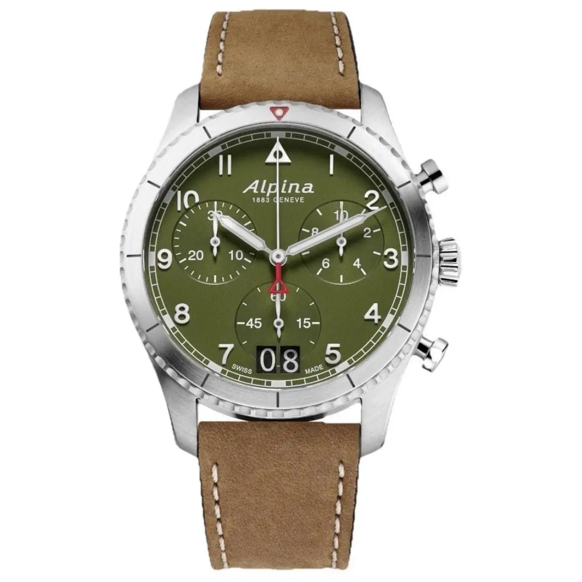 Swiss Made  Pilot Chronograph Big Date Green Dial Mens Watch AL-372GR4S26 by Alpina