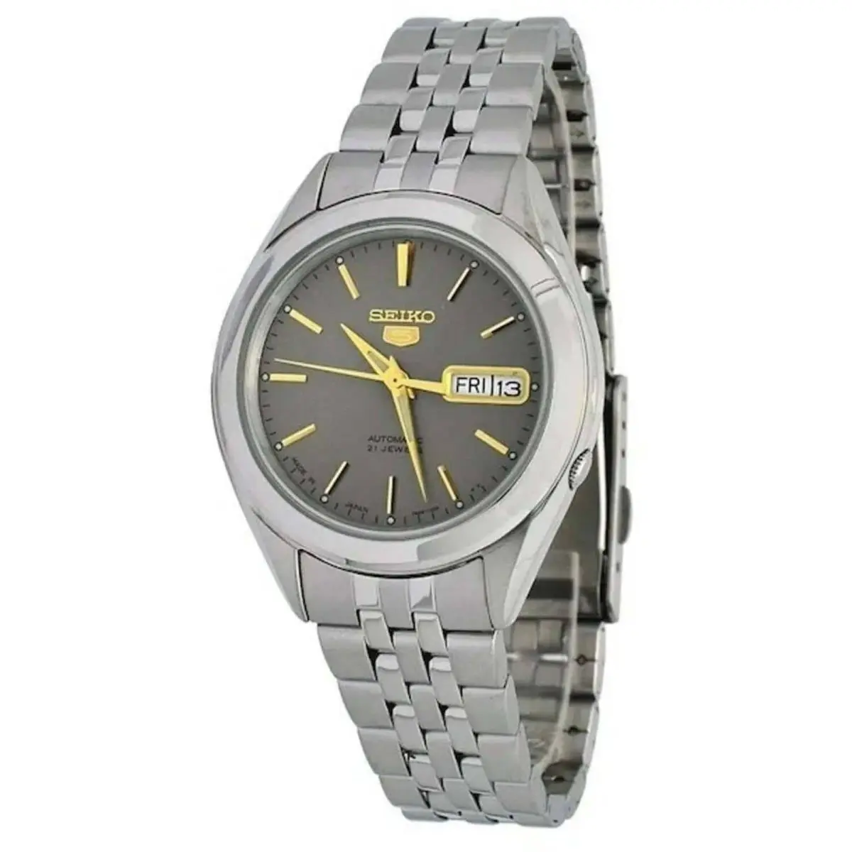 Men`s Watch 5 Day-date Automatic Grey Dial Silver Tone Bracelet SNKL19J1 by Seiko