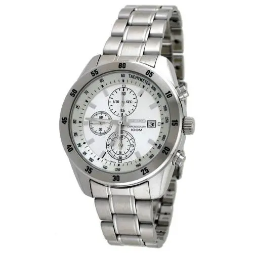 SNDC41 Men`s Chronograph White Dial SS Quartz Watch by Seiko