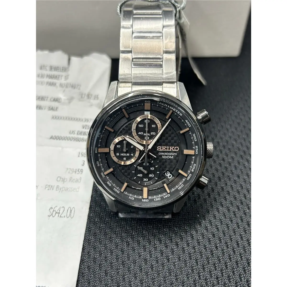 SSB331 Chronograph Analog Quartz Black Dial Watch Movement Japan by Seiko