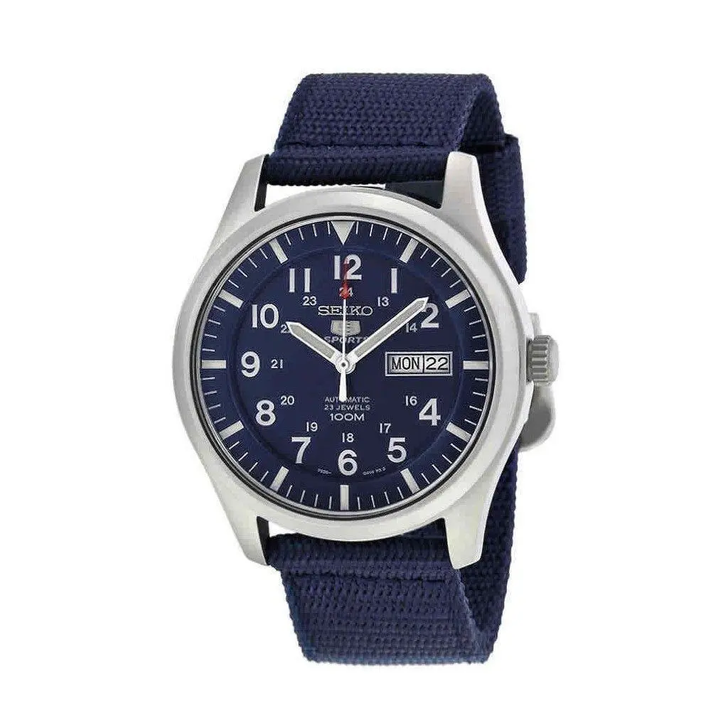5 Sports Automatic Nylon Strap Blue Dial SNZG11K1 100M Mens Watch by Seiko