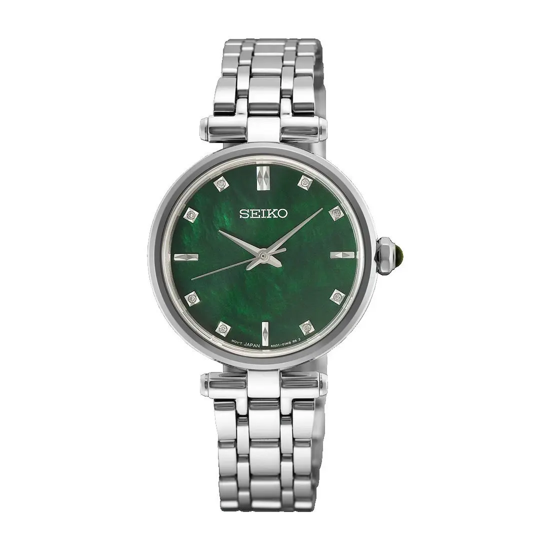 Seiko Diamond Green Mother of Pearl Dial Womens Watch HGH006