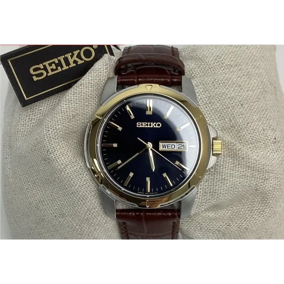 Men`s SUR360 Essentials Day Date Ind Brown Leather Strap Watch by Seiko