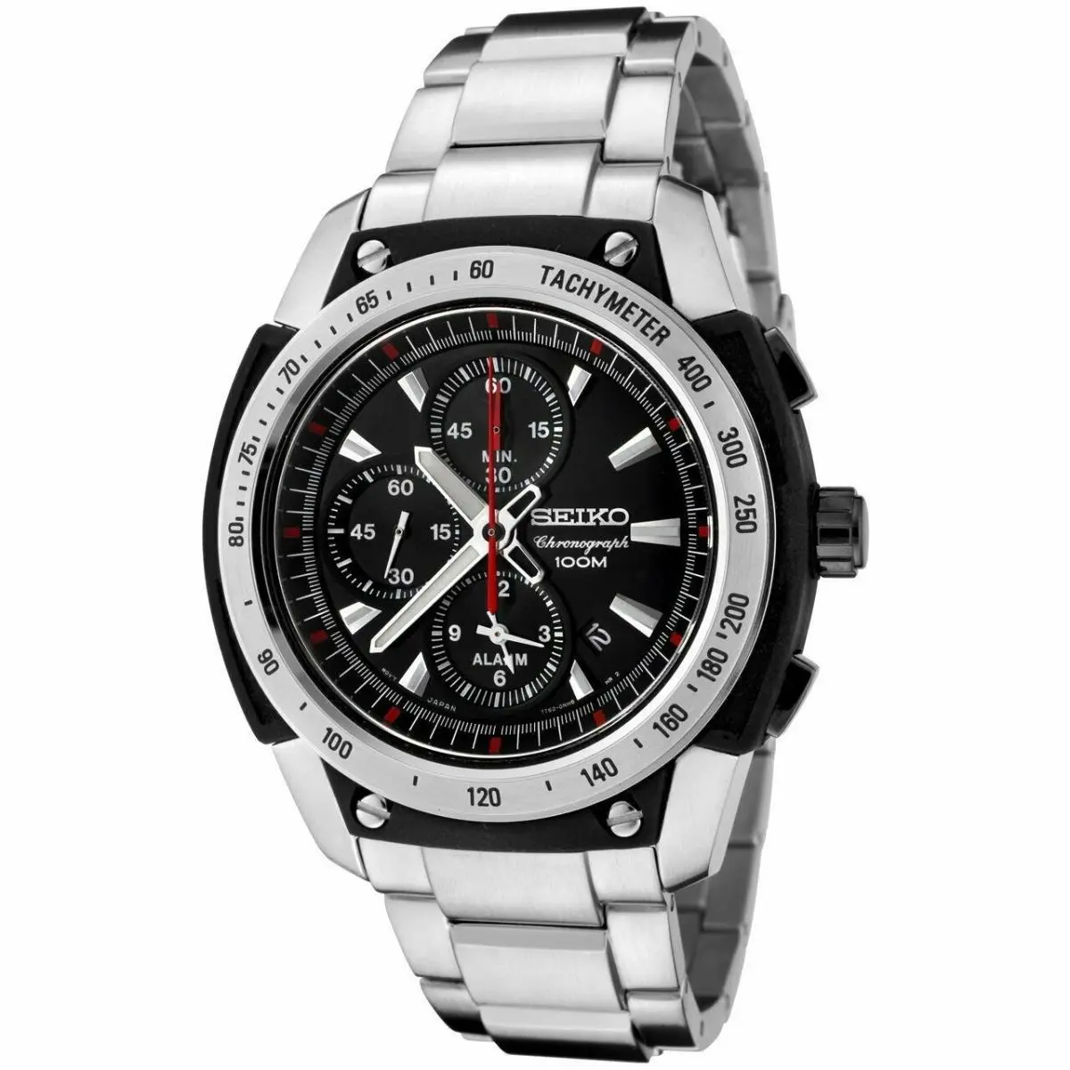 SNAD47P1 Men`s Black Dial Alarm Chronograph Analog Wrist Watch by Seiko