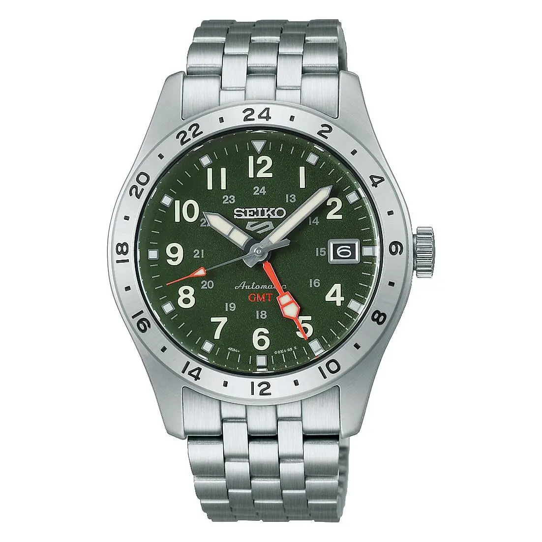 5 Sports Field 39.4mm Green Dial Stainless Steel Band Watch HDB001 by Seiko